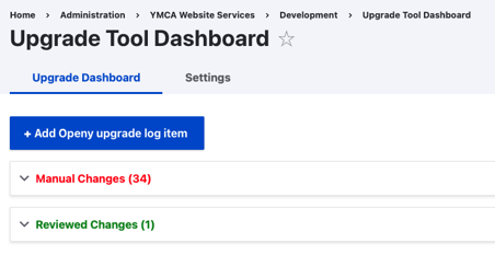 Upgrade Tool Dashboard Overview