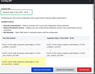 Restore from Snapshot view