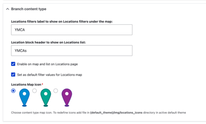 Branch content type settings