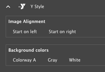 The Y Style options for ping-pong blocks.