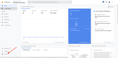 Google Analytics Main Screen