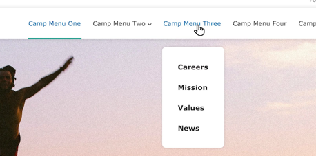 A screenshot of the Camp Menu design