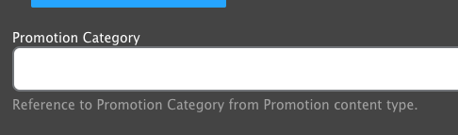 A screenshot of the promotion category field.