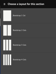 A screenshot of the “Choose a layout for this section” dialog with options for 1 to 4 columns.