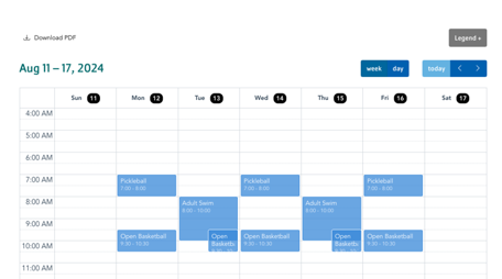 Screenshot of the Simple Schedule block