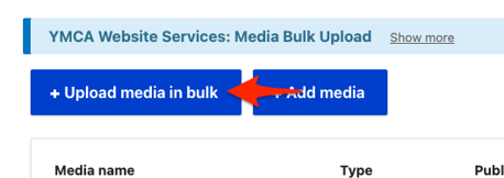 The “Upload media in bulk” button