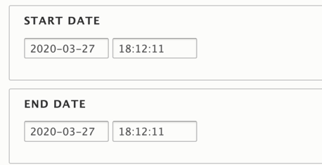 Date block start and end dates