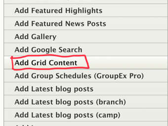 Select grid content from the list of paragraphs