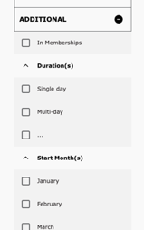 Activity Finder additional filters