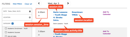 A diagram listing the relationships between the fields in the Repeat Schedules table and their names.