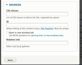The advanced link options in CKEditor 4.