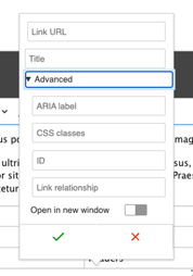 The advanced link options in CKEditor 5.