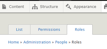 A screenshot of the People tabs with Roles highlighted