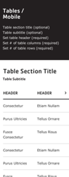 Tables Mobile Design